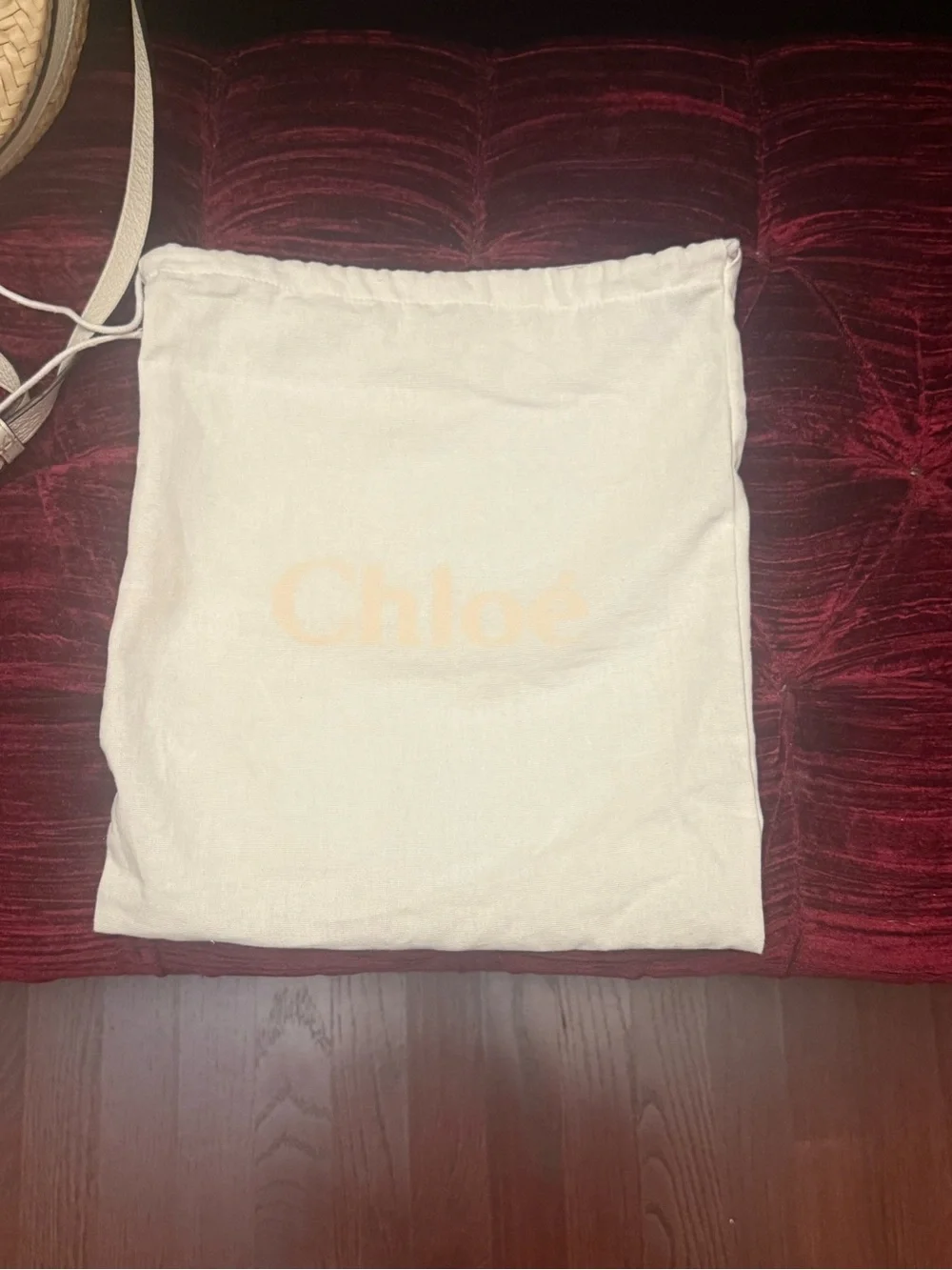 Chloe, beautiful White leather, and Straw Saddle Crossbody Bag with Gold Accent